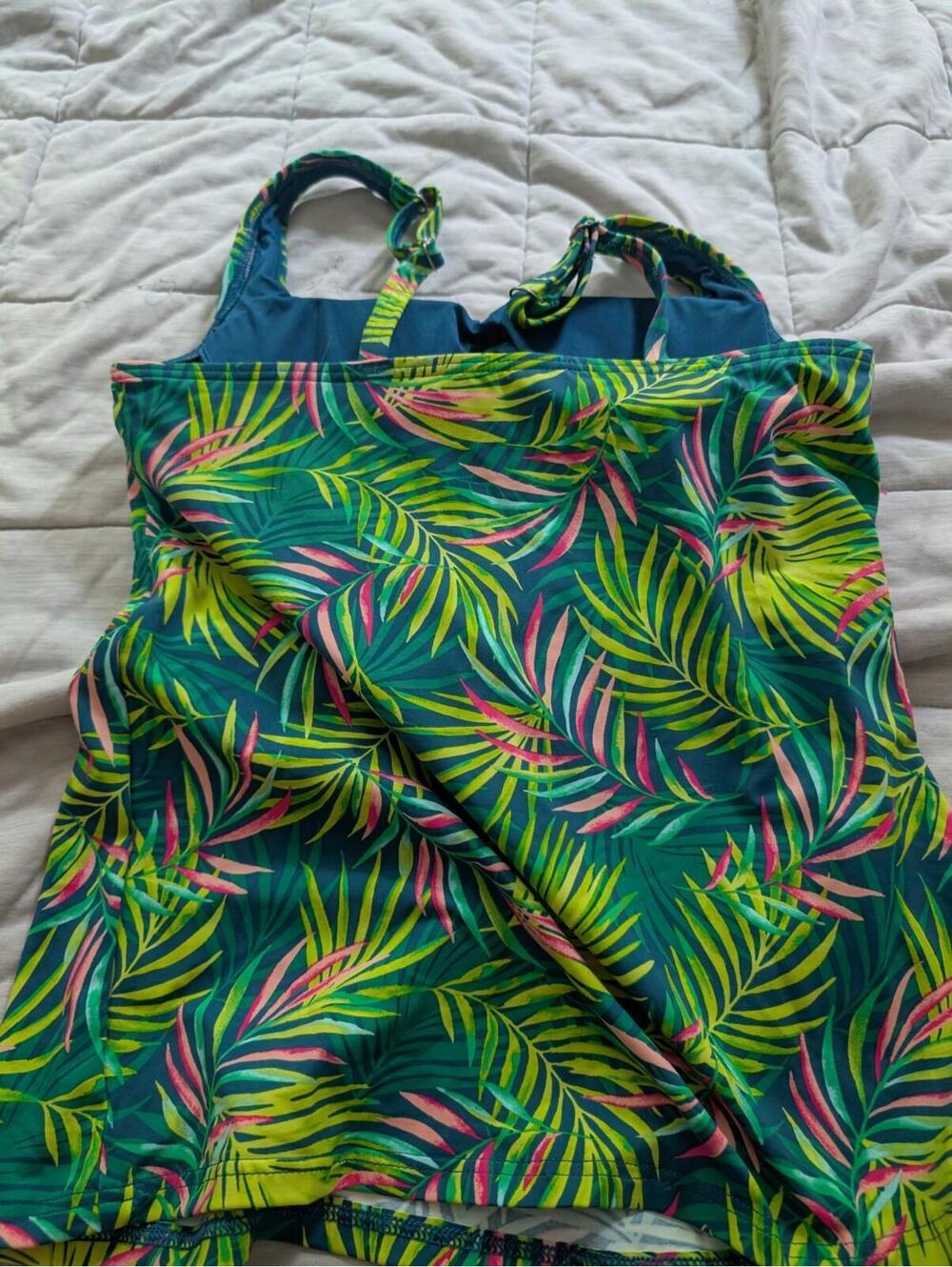 Lands End Tankini Swimsuit Top Underwire Palm Floral Green Women’s Size 4 - Picture 2 of 3